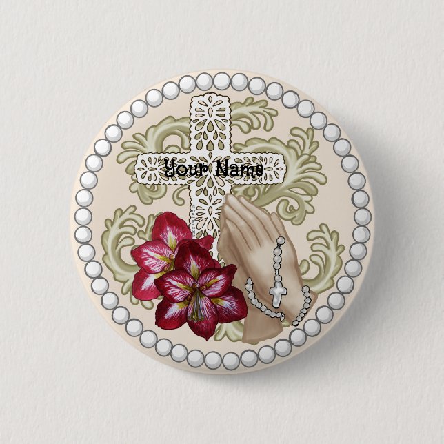 Badge Rond 5 Cm Amaryllis Chapelet  (Devant)