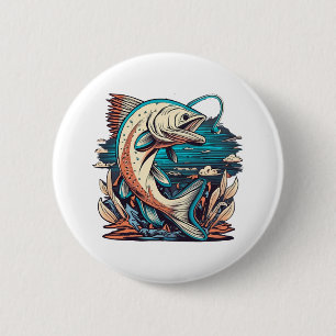 Badge Rond 5 Cm Amateur de pêche Pêche passionnée de pêche