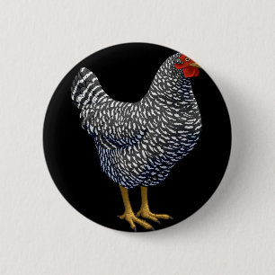 Badge Rond 5 Cm Amateur de poule Plymouth Rock rouge