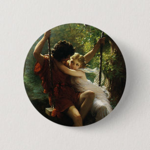 Badge Rond 5 Cm Amateurs en Swing. Printemps par Pierre Auguste Co