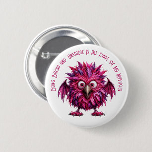 Badge Rond 5 Cm Ambre - Menace ailée aux grands yeux