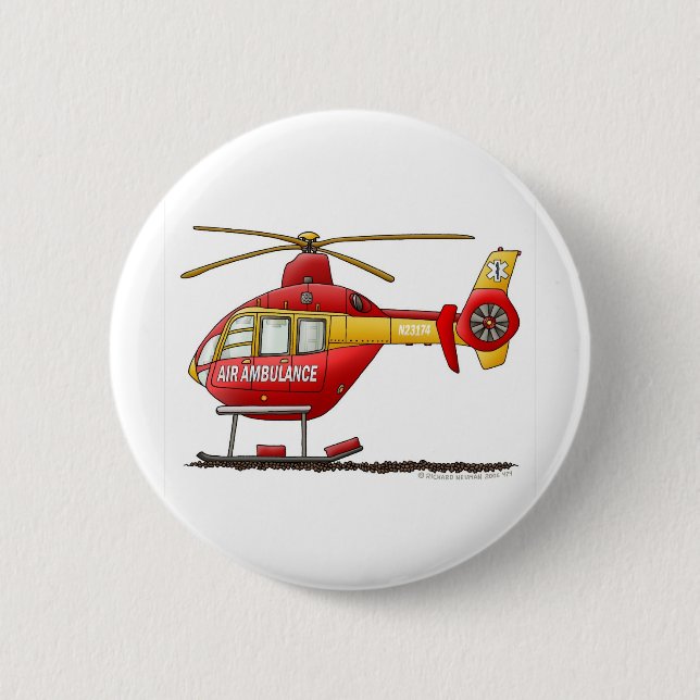 Badge Rond 5 Cm Ambulance Médicale d'hélicoptère de délivrance de (Devant)