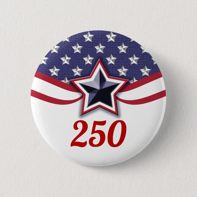 Badge Rond 5 Cm America 250 Stars Stripes Design (Devant)