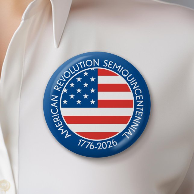 Badge Rond 5 Cm America Semiquincentennial 1776-2026 USA 250 Flag (Celebrate America's 250th Birthday with a Collectible Button for the 2026 Festivities)