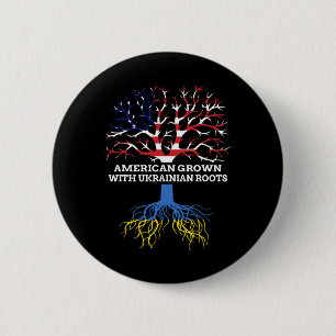 Badge Rond 5 Cm Américain cultivé avec des racines ukrainiennes