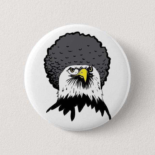 Badge Rond 5 Cm American Bald Eagle Afro Funny Button Badton Pin (Devant)