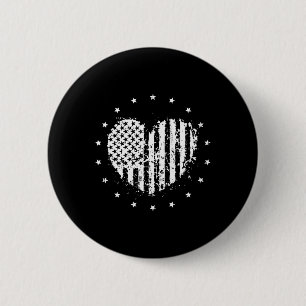 Badge Rond 5 Cm American Flag Heart 4 juillet