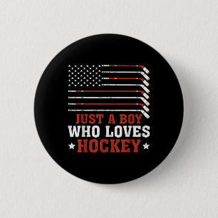 Badge Rond 5 Cm American Flag Hockey Lover Boys Son Enfants Juste