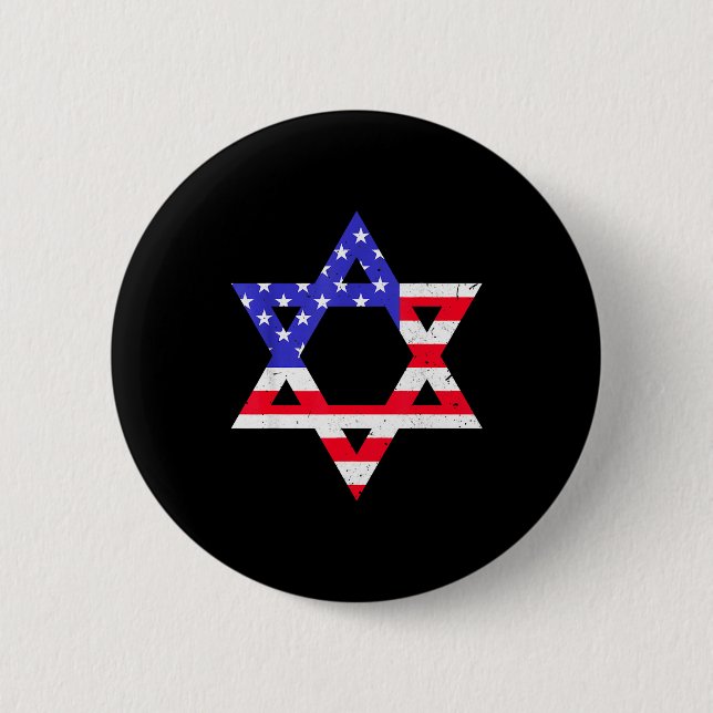 Badge Rond 5 Cm American Flag Star Of David Jewish Hanukkah T Shir (Devant)