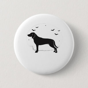 Badge Rond 5 Cm American Foxhound Dog - Halloween Moon Silhouette