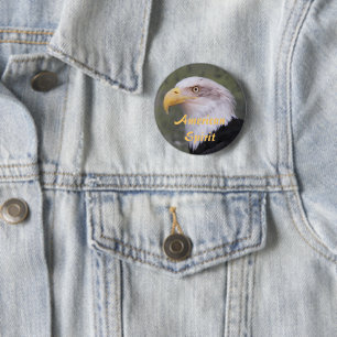 Badge Rond 5 Cm American Spirit Bald Eagle Head