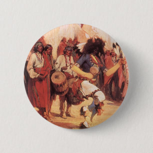 Badge Rond 5 Cm Amérindiens vintages, Danse de Buffalo par Cassidy
