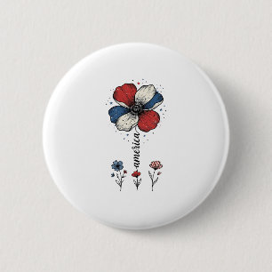 Badge Rond 5 Cm Amérique Fleur Patriote Vintage Vector Design_1