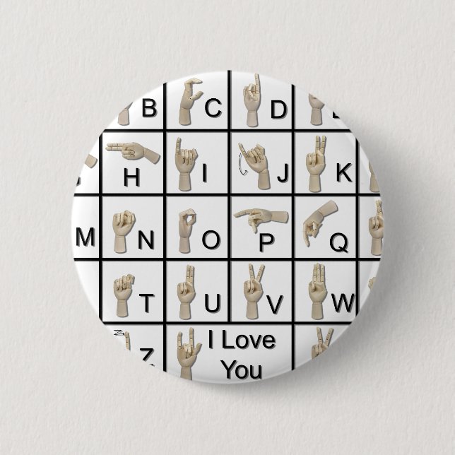 Badge Rond 5 Cm AmeslanAlphabet120710 (Devant)