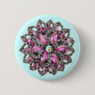 Badge Rond 5 Cm Améthyste et Diamants Noirs - fond bleu