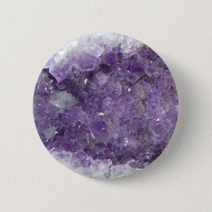 Badge Rond 5 Cm Améthyste Geode - pierre gemme en cristal violett