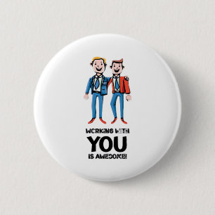 Badge Rond 5 Cm Amis du travail - Deux hommes