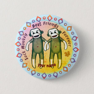 Badge Rond 5 Cm Amis Singe Chaussette bouton épinglé