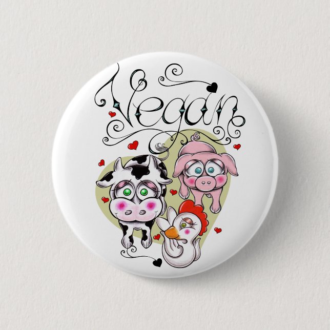 Badge Rond 5 Cm Amis végétaliens (Devant)