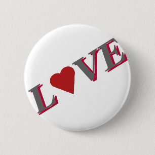 Badge Rond 5 Cm Amour avec le coeur rouge