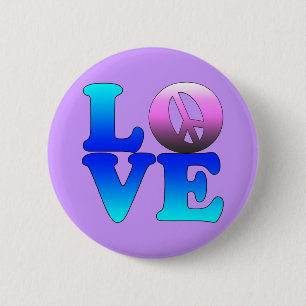 Badge Rond 5 Cm Amour avec le signe de paix