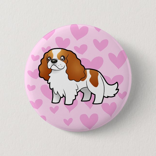 Badge Rond 5 Cm Amour cavalier d'épagneul du Roi Charles (Devant)