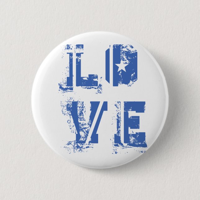 Badge Rond 5 Cm Amour dans le bleu urbain sale (Devant)