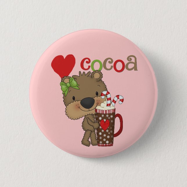 Badge Rond 5 Cm Amour de cacao d'ours de fille (Devant)