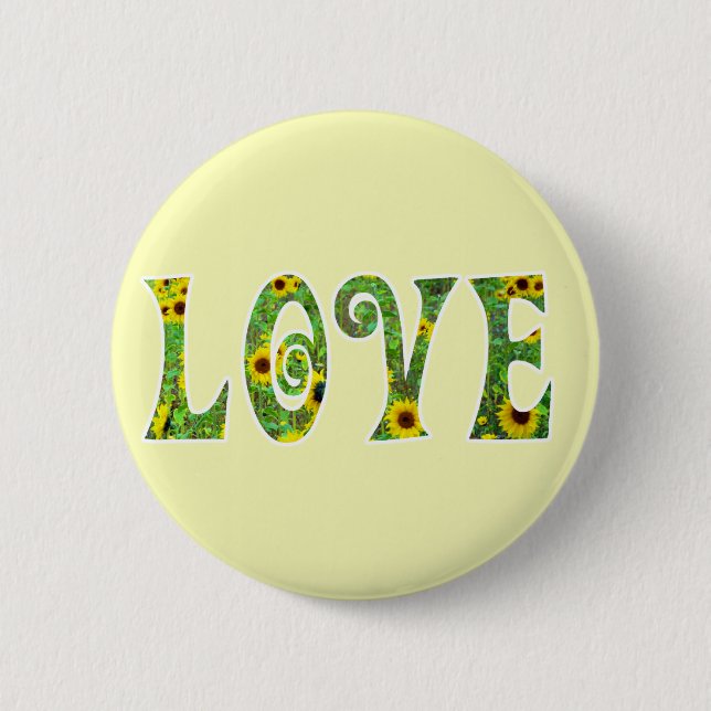 Badge Rond 5 Cm Amour de hippie de tournesol (Devant)