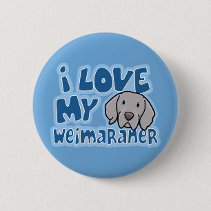 Badge Rond 5 Cm Amour de Kawaii I mon Weimaraner