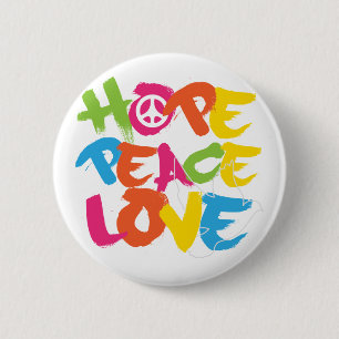 Badge Rond 5 Cm Amour de paix d'espoir