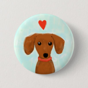 Badge Rond 5 Cm Amour de teckel