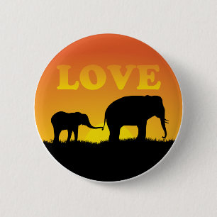Badge Rond 5 Cm Amour d'éléphant