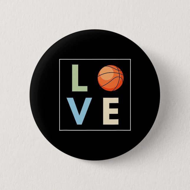 Badge Rond 5 Cm Amour du basket-ball (Devant)