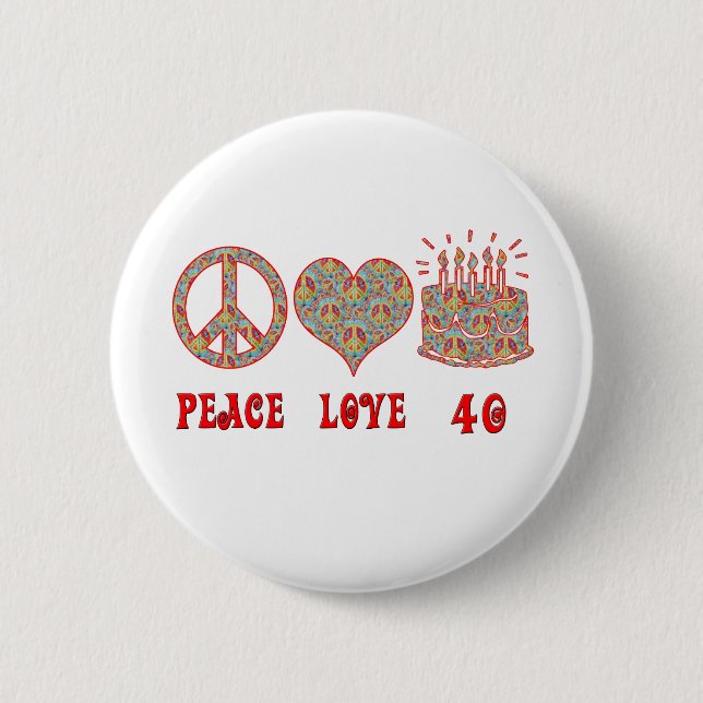 Badge Rond 5 Cm Amour et 40 de paix (Devant)