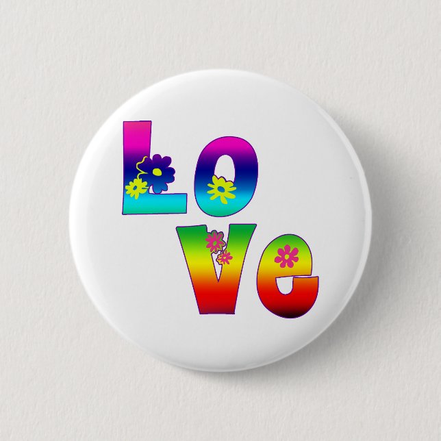 Badge Rond 5 Cm AMOUR hippie (Devant)