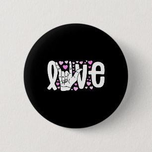 Badge Rond 5 Cm Amour Langue Asl Être Sourd Sensibilisation