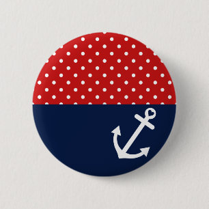 Badge Rond 5 Cm Amour nautique classique de point de polka