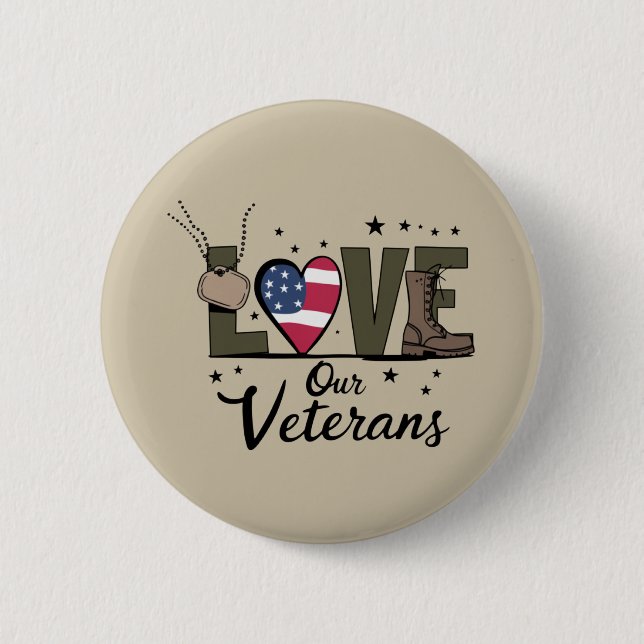Badge Rond 5 Cm Amour Notre Jour des anciens combattants Fier Jour (Devant)