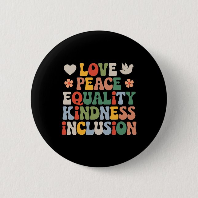 Badge Rond 5 Cm Amour Paix Diversité Inclusion Égalité Black Hist (Devant)