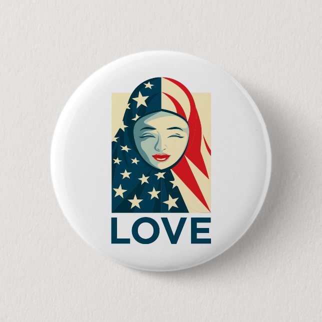 Badge Rond 5 Cm Amour | Réfugié musulman (Devant)
