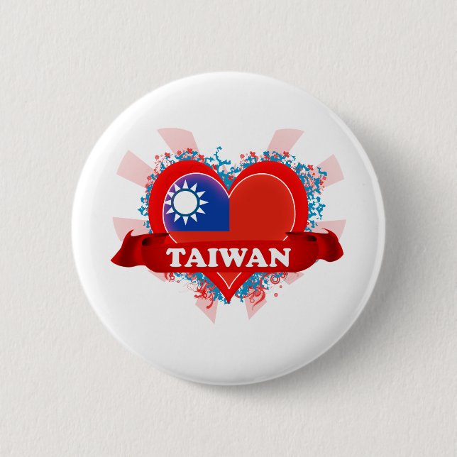 Badge Rond 5 Cm Amour Taïwan du cru I (Devant)
