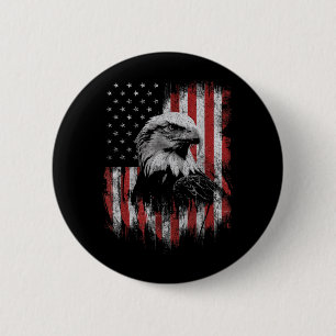 Badge Rond 5 Cm Amoureux de l'aigle américain 4 juillet Patriotiqu