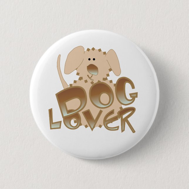 Badge Rond 5 Cm Amoureux des chiens Brown (Devant)