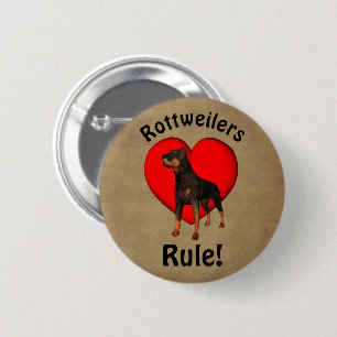 Badge Rond 5 Cm Amoureux des chiens de règle des Rottweilers