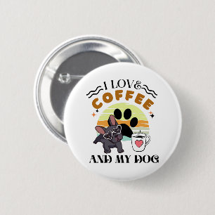 Badge Rond 5 Cm Amoureux du café - J'aime le café et mon chien