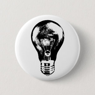 Badge Rond 5 Cm Ampoule noire et blanche - bouton