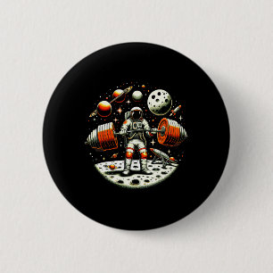 Badge Rond 5 Cm Amusant Astronaut Spaceman Poids Fitness Gym