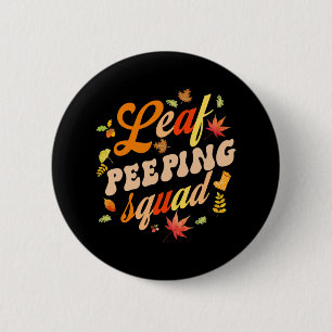 Badge Rond 5 Cm Amusant automne saison Feuilles Peeper Leaf Peepin