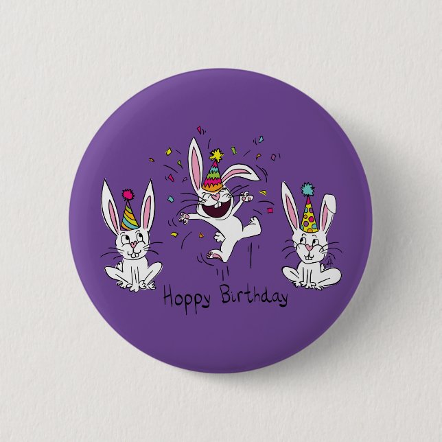 Badge Rond 5 Cm Amusant Bunny Joyeux Anniversaire mignon Enfants R (Devant)